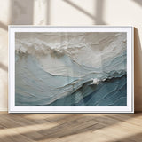 53646-MGC-FP-36x24_White-Ocean Wave Wall Art Canvas Print, Framed Textured Seascape Art Picture Print, Modern Ocean Perfect Minimal Coastal 2/2 Decor