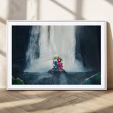 32259-MGC-FP-36x24_White-Stitch Angel Wall Art Canvas Print, Framed Stitch Waterfall Art Picture Print, Cartoon Couple Perfect Moody Fantasy Decor Artwork