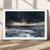 51359-MGC-FP-36x24_White-Stormy Ocean Wall Art Canvas Print, Framed Moody Seascape Art Picture Print, Ocean Storm Perfect Dramatic Coastal Decor Artwork
