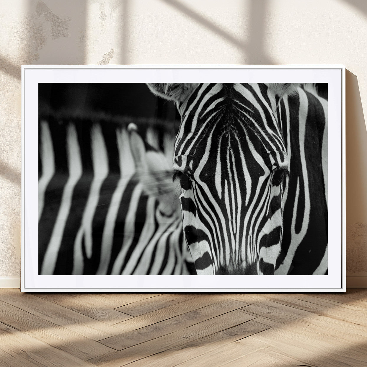 43631-MGC-FP-36x24_White-Black and White Zebra Wall Art – Modern Animal Print Canvas Artwork for Living Room, Bedroom, or Office Decor