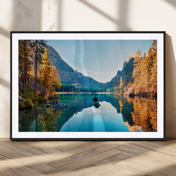32962-MGC-FP-36x24_Black-Mountain Lake Wall Art – Tranquil Autumn Landscape Canvas Print, Nature Reflection Decor for Living Room, Bedroom, Office or Cabin