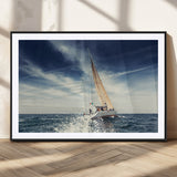 75430-MGC-FP-36x24_Black-Sailing Boat Wall Art – Dynamic Ocean Yacht Canvas Print, Nautical Decor for Living Room, Office, Beach House or Cabin