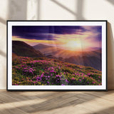 49741-MGC-FP-36x24_Black-Mountain Sunrise Wall Art – Vibrant Floral Landscape Canvas Print, Nature Home Decor for Living Room, Bedroom Office or Cabin