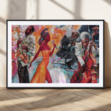 24452-MGC-FP-36x24_Black-Vibrant Jazz Musician Painting - Expressive Art Print of Live Jazz Band, Perfect Wall Decor for Music Lovers and Art Enthusiasts