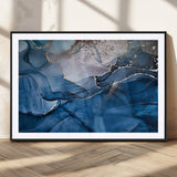 27810-MGV-CV-36X24-Abstract Blue Gold Fluid Art Wall – Modern Canvas Print, Elegant Home & Office Wall Art, Stylish Living Room or Bedroom Decor
