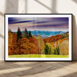 58007-MGC-FP-36x24_Black-Autumn Mountain Landscape Wall Art – Stunning Fall Forest Canvas Print, Cozy Nature Decor for Home or Office
