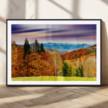 58007-MGC-FP-36x24_Black-Autumn Mountain Landscape Wall Art – Stunning Fall Forest Canvas Print, Cozy Nature Decor for Home or Office