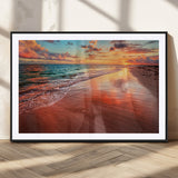 77723-MGC-FP-36x24_Black-Sunset Beach Wall Art – Vibrant Ocean Canvas Print, Coastal Landscape Decor for Living Room, Bedroom or Office, Relaxing Tropical