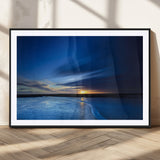 65405-MGV-CV-36X24-Blue Sunrise Seascape Wall Art – Tranquil Ocean Horizon Canvas Print with Golden Sunlight and Deep Sky, Coastal Landscape Decor