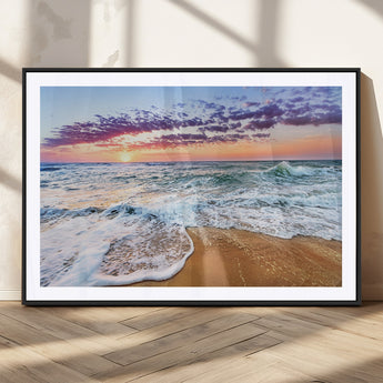 44120-MGC-FP-36x24_Black-Ocean Sunset Wall Art – Beach Landscape Canvas Print, Serene Coastal Decor for Living Room, Office or Bedroom