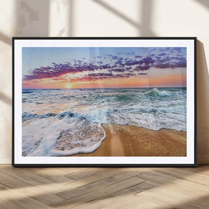 44120-MGC-FP-36x24_Black-Ocean Sunset Wall Art – Beach Landscape Canvas Print, Serene Coastal Decor for Living Room, Office or Bedroom