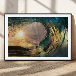 38256-MGV-CV-36X24-Ocean Wave Wall Art – Stunning Sunrise Through Curling Wave Canvas Print, Coastal Surf Photography Seascape Decor for Living Room,