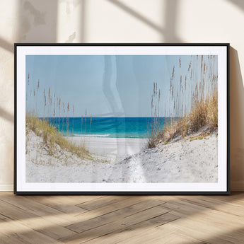 58498-MGV-CV-36X24-White Sandy Beach Wall Art – Panoramic Coastal Canvas Print, Ocean View Decor for Living Room, Bedroom, Office, Relaxing Seaside