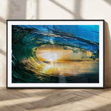 19378-MGV-CV-36X24-Ocean Wave Sunset Wall Art – Vibrant Surf and Golden Horizon Canvas Print, Coastal Seascape Photography for Living Room, Bedroom,