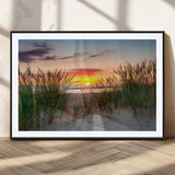 25576-MGV-CV-36X24-Beach Grass Sunset Wall Art – Coastal Sand Dune Landscape Canvas Print, Ocean View Nature Decor for Living Room or Office Wall
