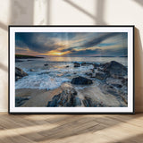17902-MGV-CV-36X24-Rocky Shore Ocean Sunset Wall Art – Coastal Seascape Canvas Print, Nature Beach Decor for Living Room or Office