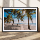 98175-MGC-FP-36x24_Black-Tropical Palm Beach Wall Art – Relaxing Ocean Shore Canvas Print with Palm Trees, Coastal Summer Decor for Living Room, Bedroom or