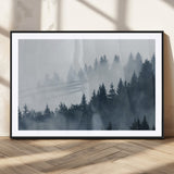 23671-MGV-CV-36X24-Misty Forest Wall Art – Serene Foggy Pine Trees Landscape Canvas Print, Tranquil Nature Decor for Living Room, Bedroom or Office