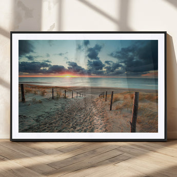 25788-MGV-CV-36X24-Sunset Beach Path Wall Art – Scenic Coastal Dunes and Ocean Canvas Print, Tranquil Seaside Landscape Decor for Living Room or