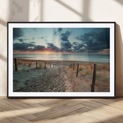 25788-MGV-CV-36X24-Sunset Beach Path Wall Art – Scenic Coastal Dunes and Ocean Canvas Print, Tranquil Seaside Landscape Decor for Living Room or
