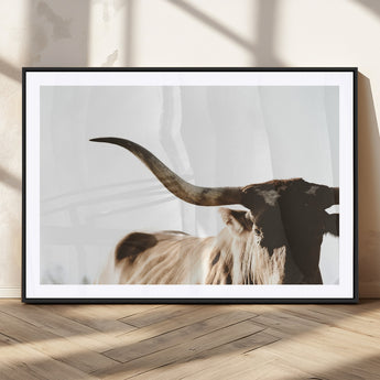 35866-MGC-FP-36x24_Black-Texas Longhorn Wall Art – Rustic Western Bull Canvas Print, Farmhouse Animal Photography Decor for Living Room, Office, or Ranch