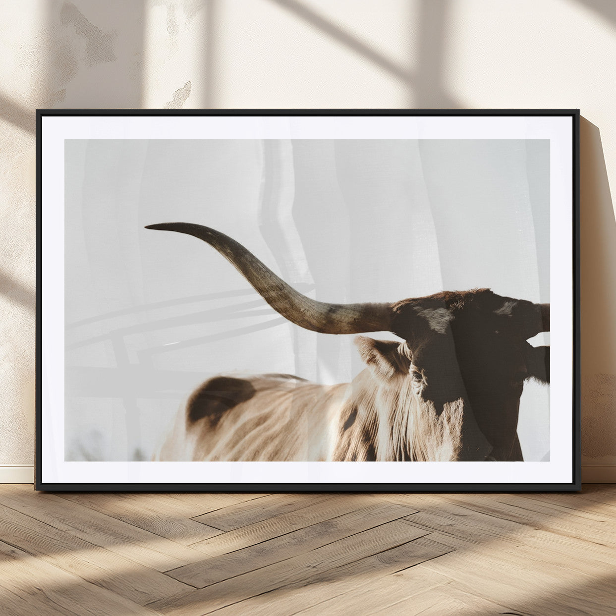 35866-MGV-CV-36X24-Texas Longhorn Wall Art – Rustic Western Bull Canvas Print, Farmhouse Animal Photography Decor for Living Room, Office, or Ranch