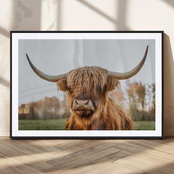 64824-MGV-CV-36X24-Highland Cow Wall Art – Rustic Scottish Bull Canvas Print, Farmhouse Animal Decor for Living Room, Bedroom, Office or Cabin
