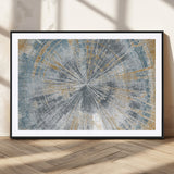 17631-MGV-CV-36X24-Radiant Burst Wall Art – Abstract Sunburst Canvas Print in Blue and Gold, Modern Geometric Painting for Living Room, Office or