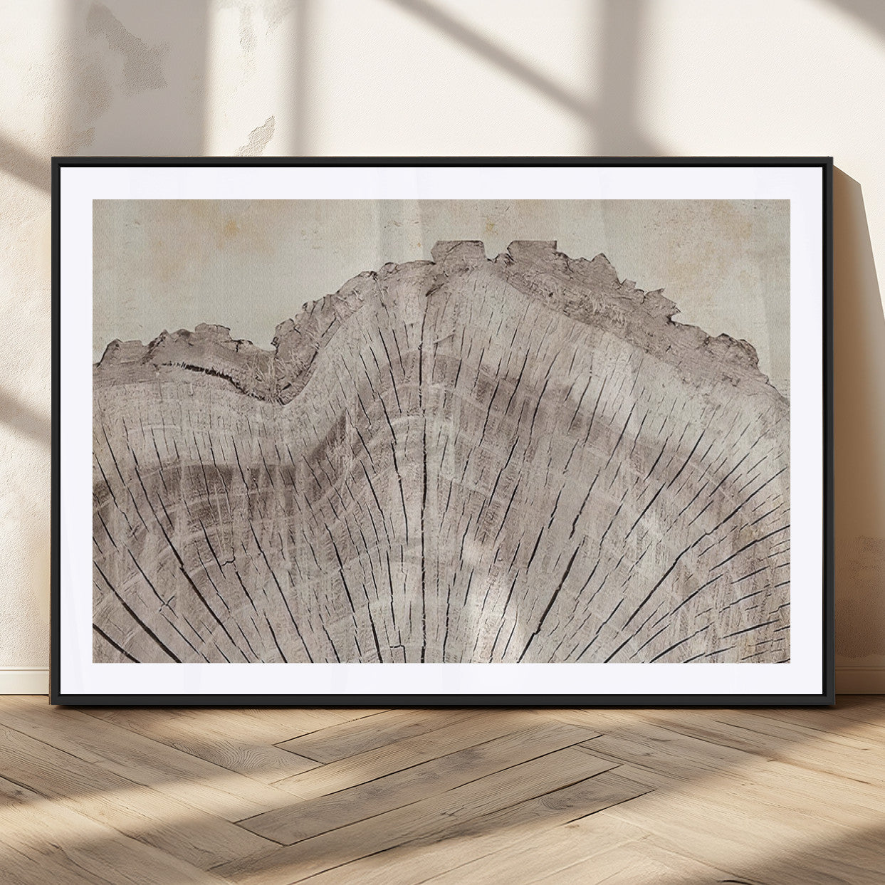 67528-MGV-CV-36X24-Wood Ring Wall Art Canvas Print, Framed Tree Ring Art Picture Print, Rustic Tree Ring Perfect Neutral Boho Decor Artwork