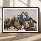 67950-MGV-CV-36X24-Modern Wood Wall Art Canvas Print, Framed Mountain Range Art Picture Print, Wood Mountain Range Perfect Rustic Decor Artwork