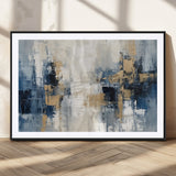 44344-MGC-FP-36x24_Black-Abstract Blue and Gold Wall Art – Modern Hand Painted Canvas Print, Contemporary Textured Painting for Living Room, Bedroom or