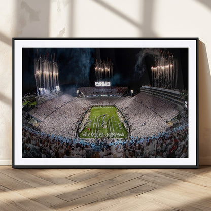 11391-MGV-CV-36X24-Penn State Stadium Wall Art – Panoramic White Out Football Game Canvas Print, College Sports Decor for Office, Man Cave, or Living