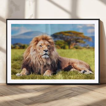 67826-MGC-FP-36x24_Black-Majestic Lion Wall Art – King of the Jungle Canvas Print, Safari Wildlife Decor for Living Room, Office, or Man Cave