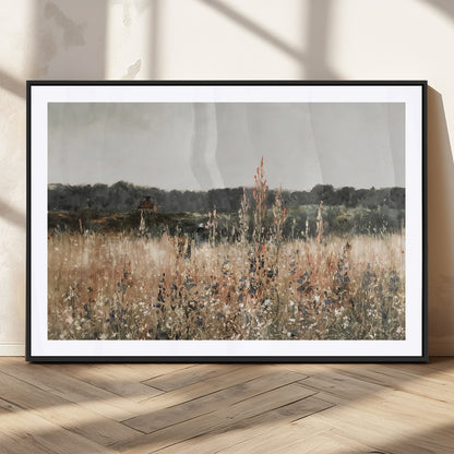 46308-MGC-FP-36x24_Black-Wildflower Field Wall Art – Rustic Meadow Landscape Canvas Print, Country Nature Decor for Living Room, Bedroom or Farmhouse