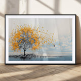 23385-MGC-FP-36x24_Black-Golden Butterfly Tree Wall Art – Abstract Yellow and Gray Canvas Print, Modern Nature Artwork for Living Room, Bedroom or Office