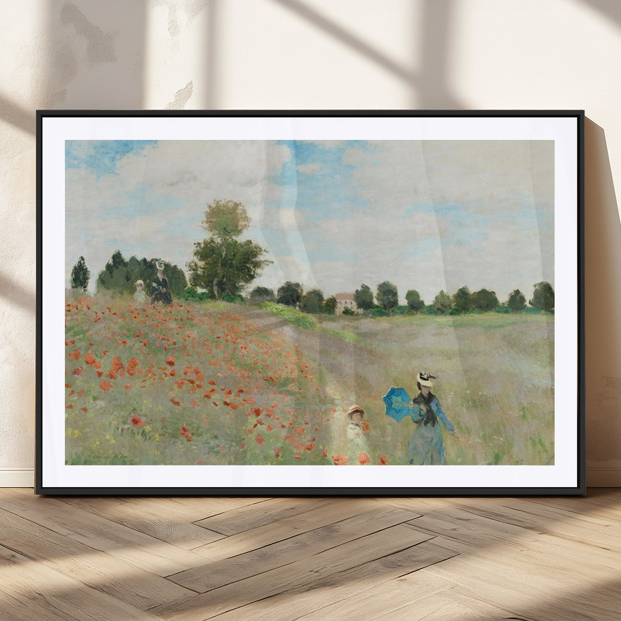 74890-MGC-FP-36x24_Black-Monet Poppy Field Wall Art – Impressionist Landscape Canvas Print, Classic French Artwork for Living Room, Bedroom or Office Decor