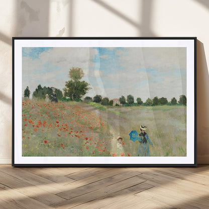 74890-MGC-FP-36x24_Black-Monet Poppy Field Wall Art – Impressionist Landscape Canvas Print, Classic French Artwork for Living Room, Bedroom or Office Decor