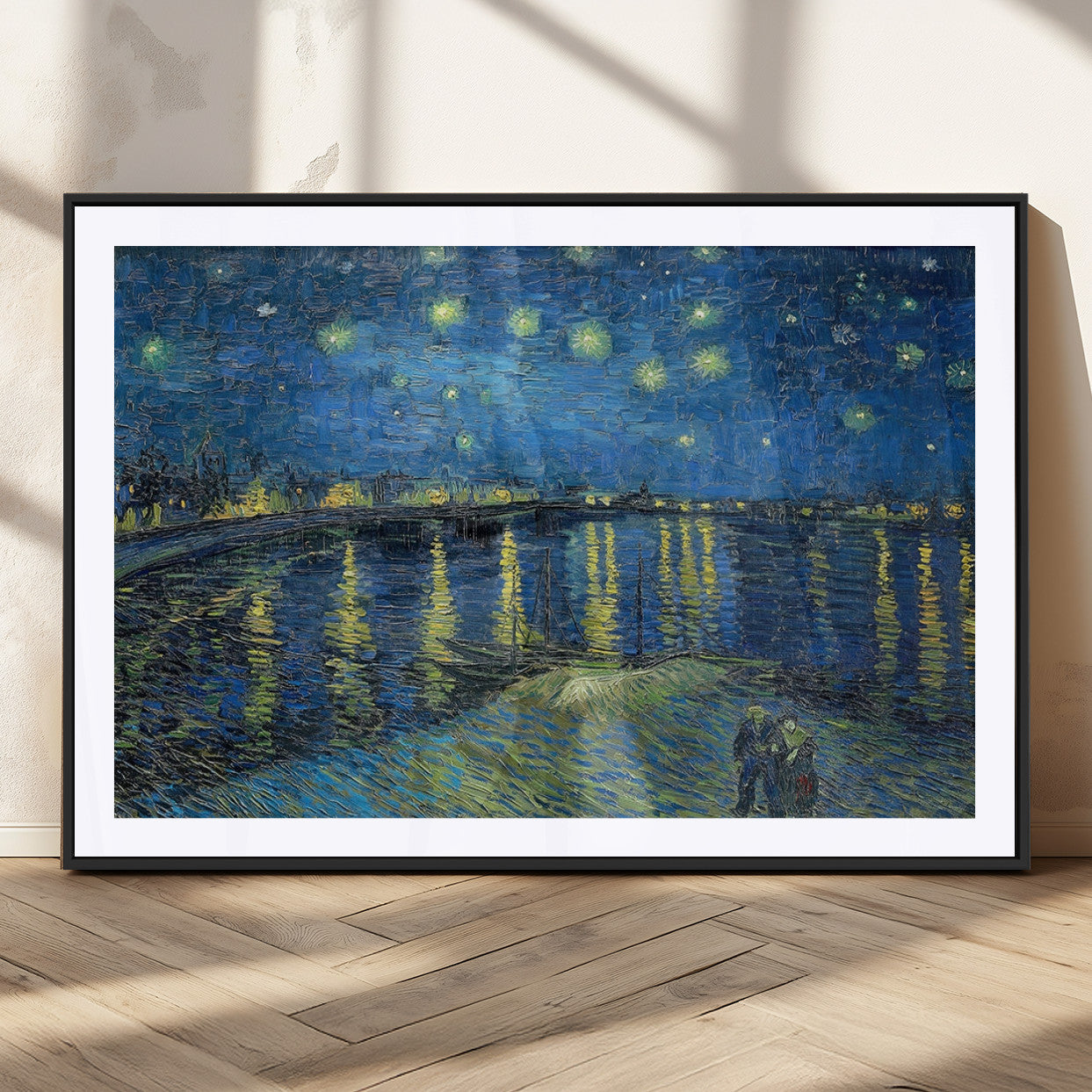 94605-MGC-FP-36x24_Black-Starry Night Over the Rhone Wall Art – Vincent van Gogh Canvas Print, Famous Impressionist Painting for Living Room, Office