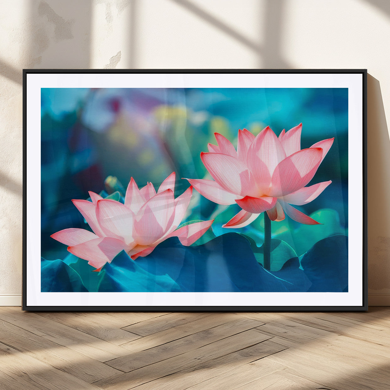 32559-MGC-FP-36x24_Black-Lotus Flower Wall Art – Pink Water Lily Canvas Print, Tranquil Nature Decor for Living Room, Bedroom or Meditation Space