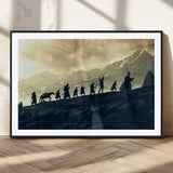 41574-MGC-FP-36x24_Black-Fellowship Journey Wall Art – Epic Fantasy Adventure Canvas Print, Mountain Landscape Decor for Living Room, Office or Man Cave