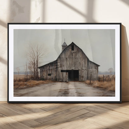 11602-MGC-FP-36x24_Black-Old Barn Wall Art Canvas Print, Framed Rustic Barn Art Picture Print, Old Farmhouse Perfect Rustic Farmhouse Decor Artwork