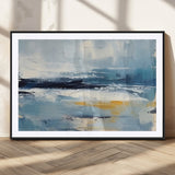 19746-MGC-FP-36x24_Black-Abstract Ocean Wall Art – Modern Coastal Canvas Print with Blue, White and Gold Textures, Contemporary Seascape Painting for