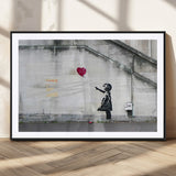50559-MGC-FP-36x24_Black-Banksy Girl with Balloon Wall Art – Famous Street Graffiti Canvas Print, Modern Urban Artwork for Living Room, Bedroom or Office