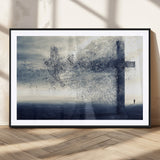 55718-MGC-FP-36x24_Black-Surreal Cross Wall Art – Spiritual Faith Canvas Print, Abstract Christian Artwork with Modern Religious Symbol for Living Room,