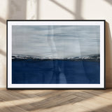 62197-MGV-CV-36X24-Abstract Ocean Wall Art – Minimalist Blue and White Canvas Print, Modern Coastal Seascape Painting for Bedroom, Living Room or