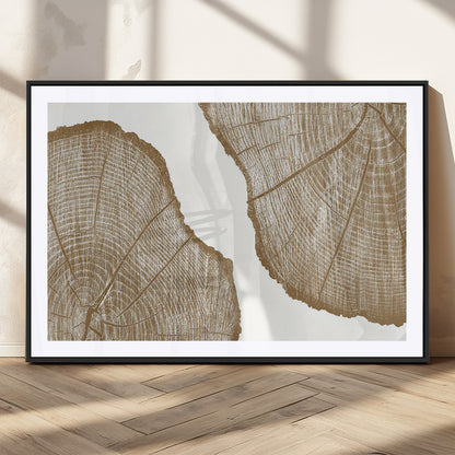 99692-MGV-CV-36X24-Tree Ring Linocut Wall Art Canvas Print, Framed Wood Cut Art Picture Print, Tree Rings Perfect Minimalist Rustic Decor Artwork