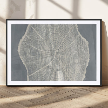 25547-MGC-FP-36x24_Black-Tree Ring Wall Art Canvas Print, Framed Linocut Tree Ring Art Picture Print, Wood Texture Perfect Minimalist Farmhouse Decor