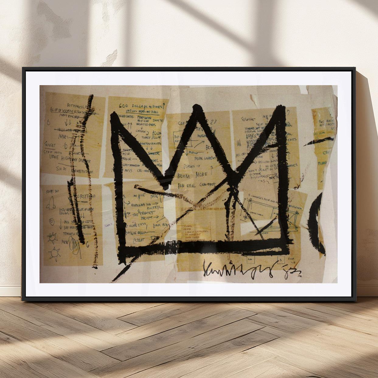37215-MGC-FP-36x24_Black-Abstract Crown Wall Art – Urban Graffiti Style Canvas Print Modern Street Art Design, Bold Contemporary Decor for Living Room,