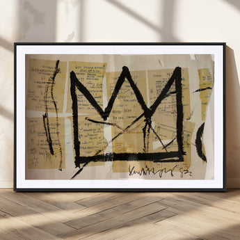 37215-MGC-FP-36x24_Black-Abstract Crown Wall Art – Urban Graffiti Style Canvas Print Modern Street Art Design, Bold Contemporary Decor for Living Room,