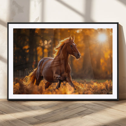 92144-MGC-FP-36x24_Black-Sunset Horse Wall Art Canvas Print, Framed Horse Barn Art Picture Print, Majestic Horse Perfect Rustic Farmhouse Decor Artwork